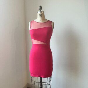 Urban Outfitters Hot Pink Mesh Cutout Bodycon Mini Dress S